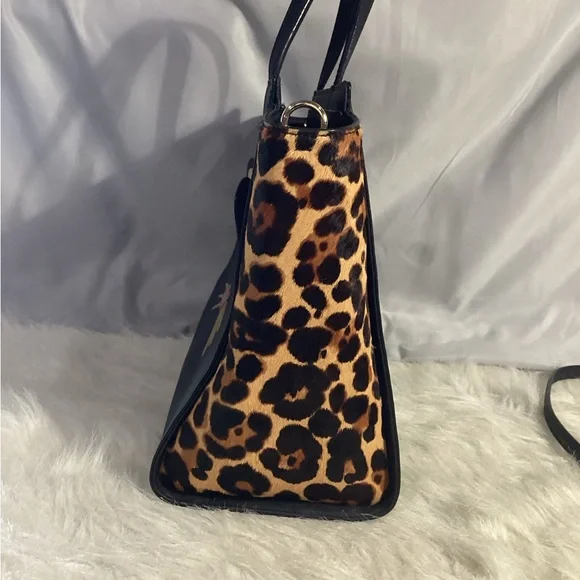 Kate Spade Run Wild Leopard Hayden Satchel Shoulder Bag Animal Calfhair Sides - Picture 6 of 10